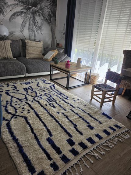 Tapis berbère bleu Majorelle 2,39 x 1,51 m en laine
