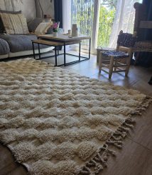 Tapis berbère écru 2,50 x 1,40 m en pure laine